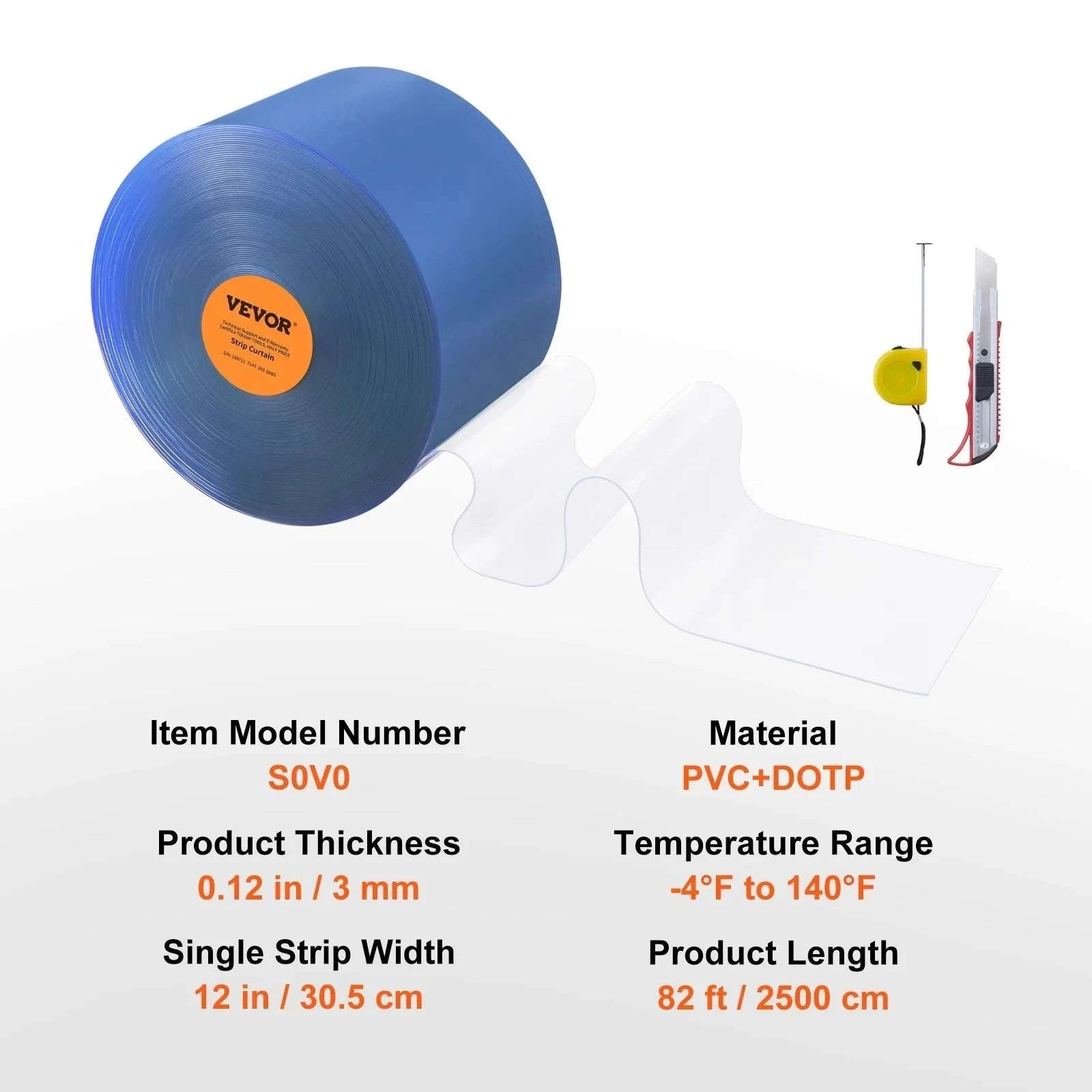 Clear PVC Strip Curtain Roll for Doorways 50–150 ft Heavy Duty-164 ft  x 8 in / Poland