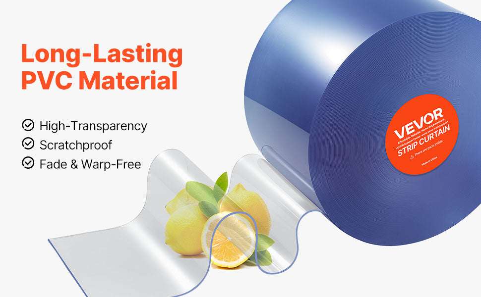 Clear PVC Strip Curtain Roll for Doorways 50–150 ft Heavy Duty-164 ft  x 8 in / Poland