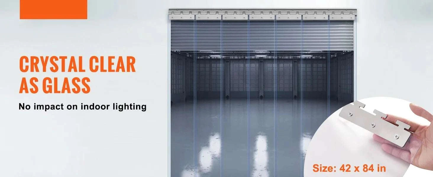 Clear PVC Strip Door Curtain 42" x 84" with 50% Overlap-42x84in 7 pcs / spain