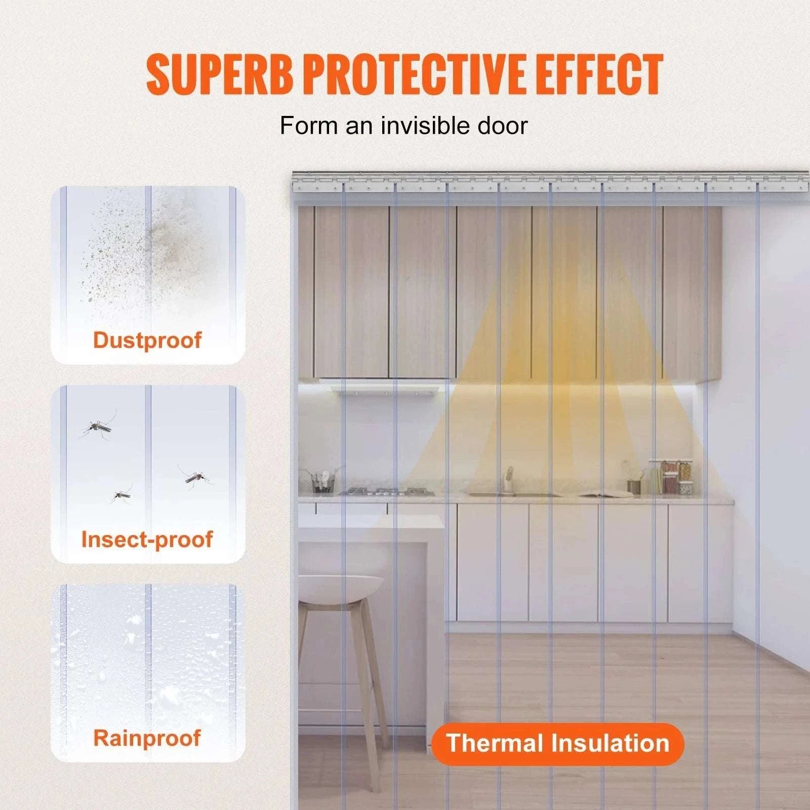 Clear PVC Strip Door Curtain 84" x 60" Heat & Wind Barrier-10 pcs / spain