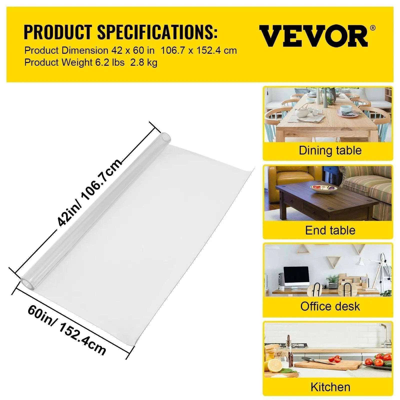 Clear PVC Table Protector 1.5mm Waterproof Desk & Dining Cover-40 x 80 in 1.5mm / United States