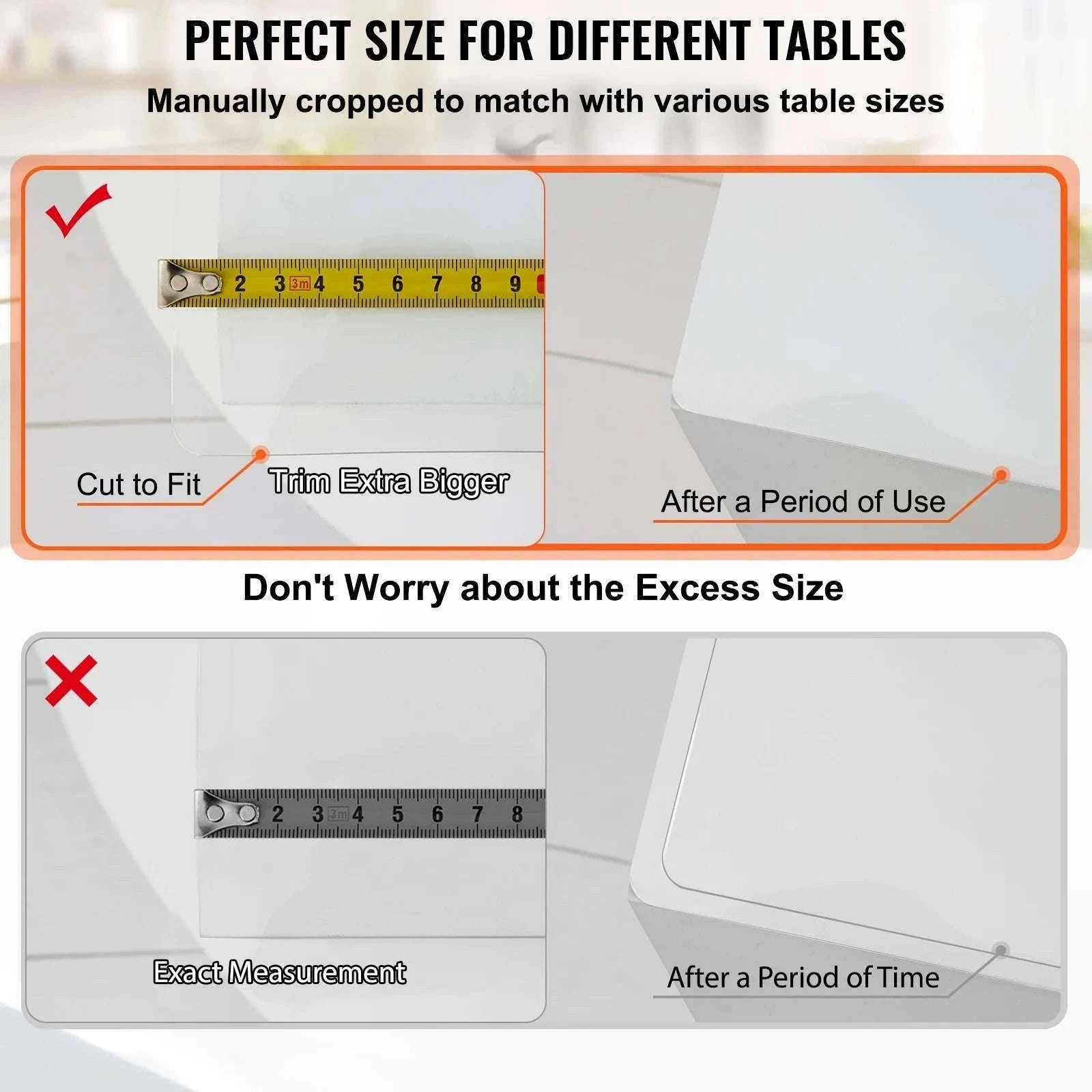 Clear PVC Table Protector Waterproof 1.5mm–2mm Thick Cover-46 x 72 Inch / spain