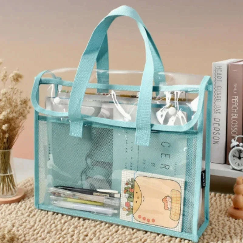 Clear PVC Tote Bag Large Capacity Waterproof with Reinforced Handle-green / United States