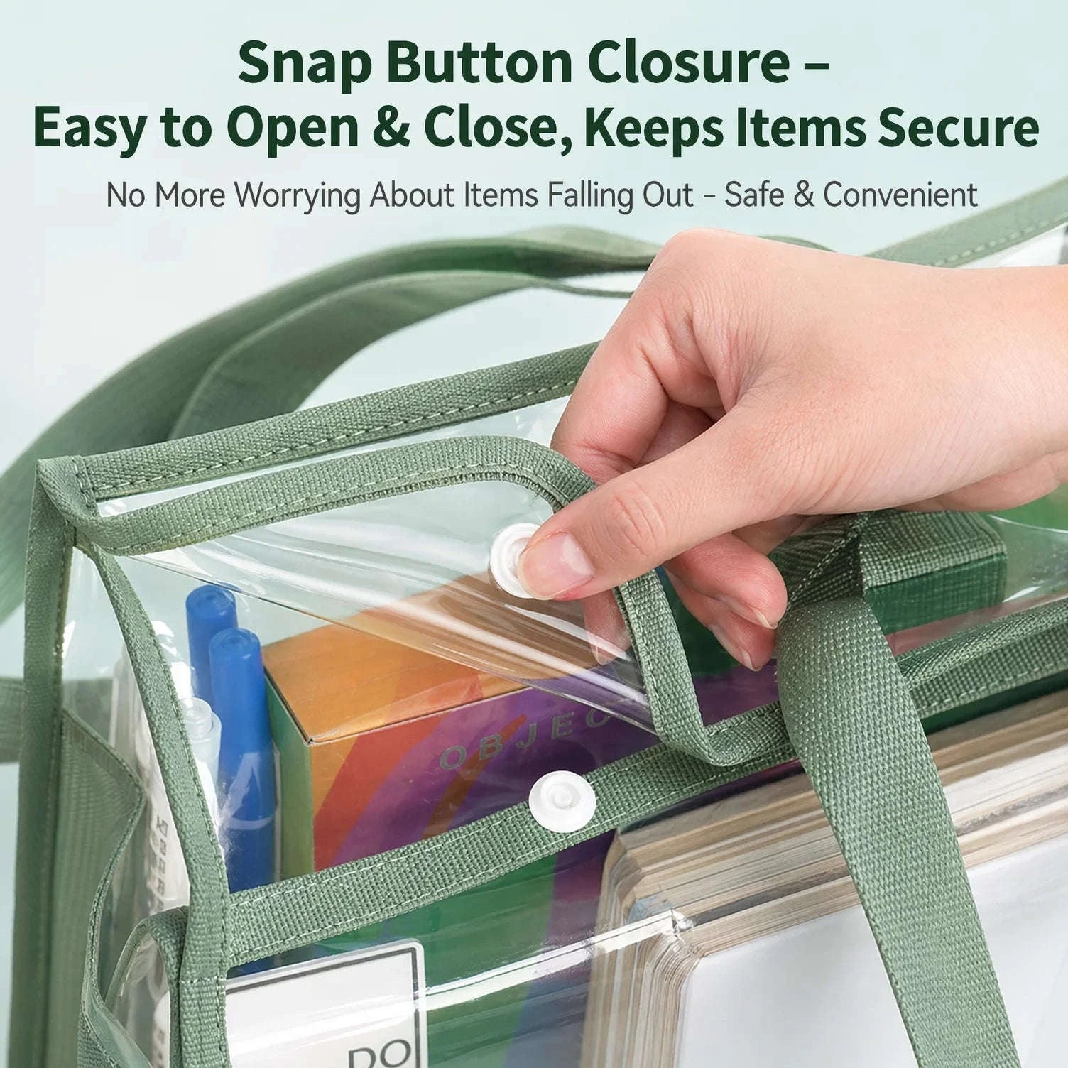 Clear PVC Tote Bag Large Capacity Waterproof with Reinforced Handle-green / United States