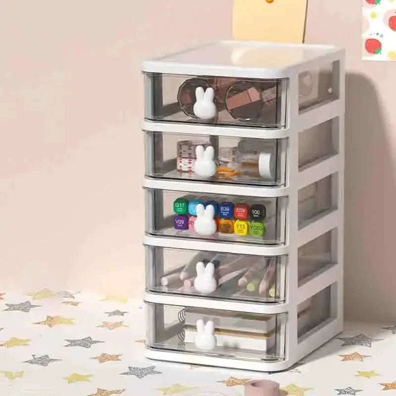 Clear Stacking Drawer Organizer Multi‑Tier Storage Box-White 4 layers
