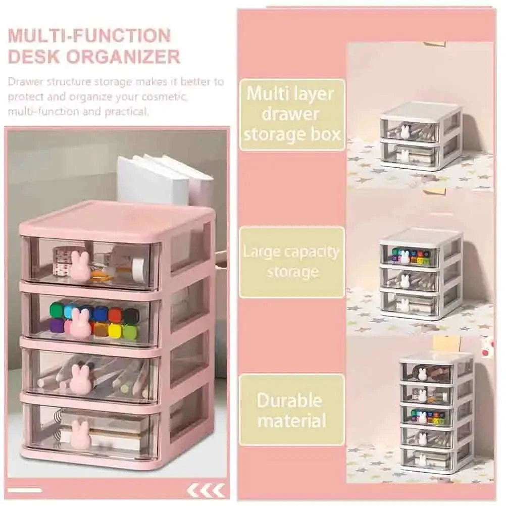 Clear Stacking Drawer Organizer Multi‑Tier Storage Box-White 4 layers