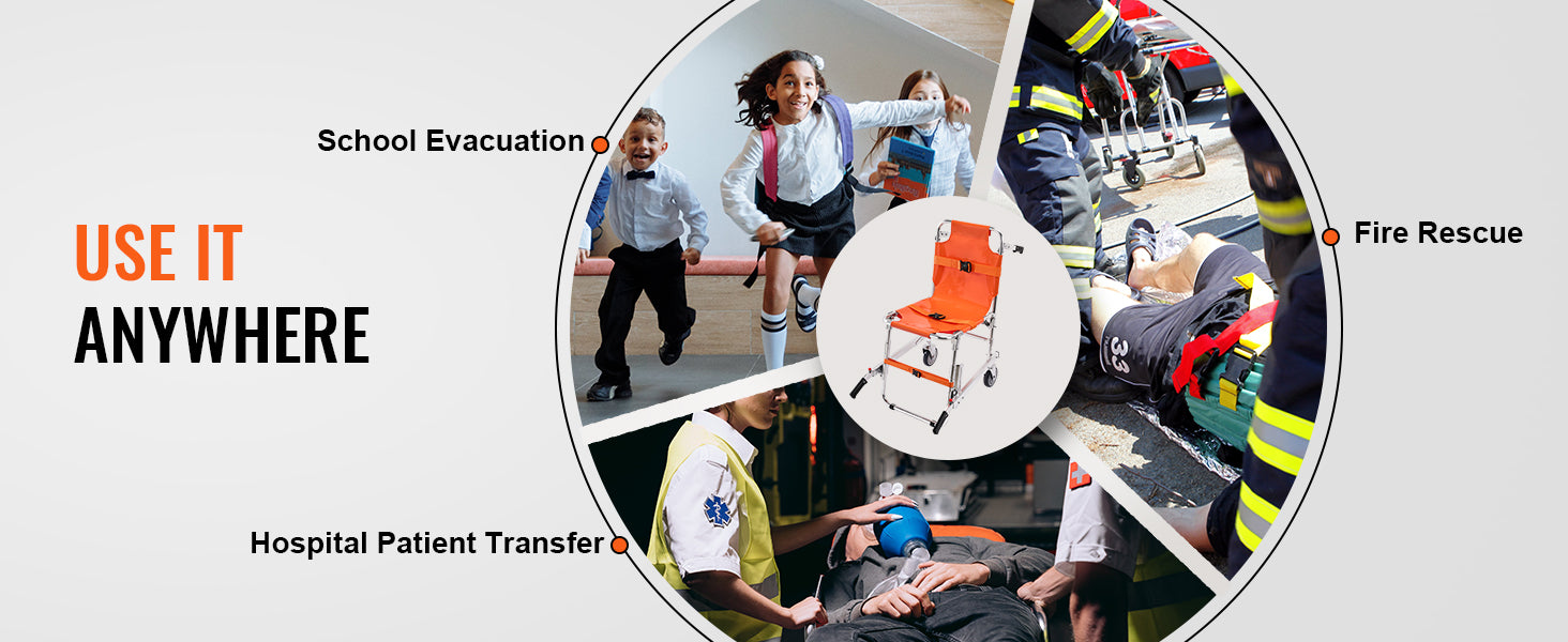 Foldable EMS Stair Climbing Chair 350lbs Evacuation Wheelchair