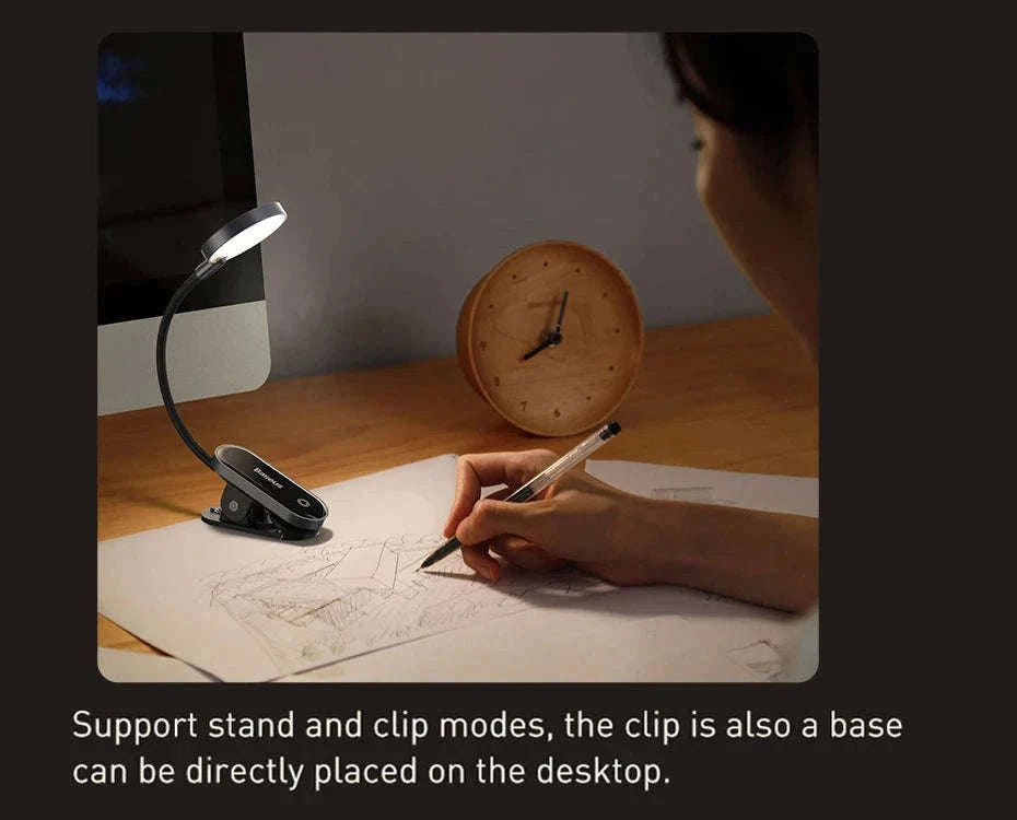 Clip-On LED Desk Lamp with Rechargeable Battery & Touch Dimming-