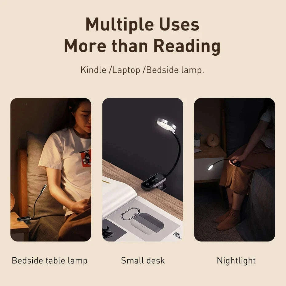 Clip-On LED Desk Lamp with Rechargeable Battery & Touch Dimming-