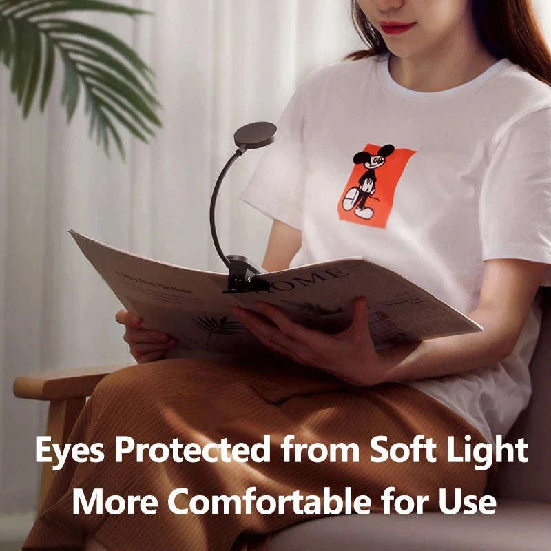 Clip-On LED Desk Lamp with Rechargeable Battery & Touch Dimming-No adapter / black