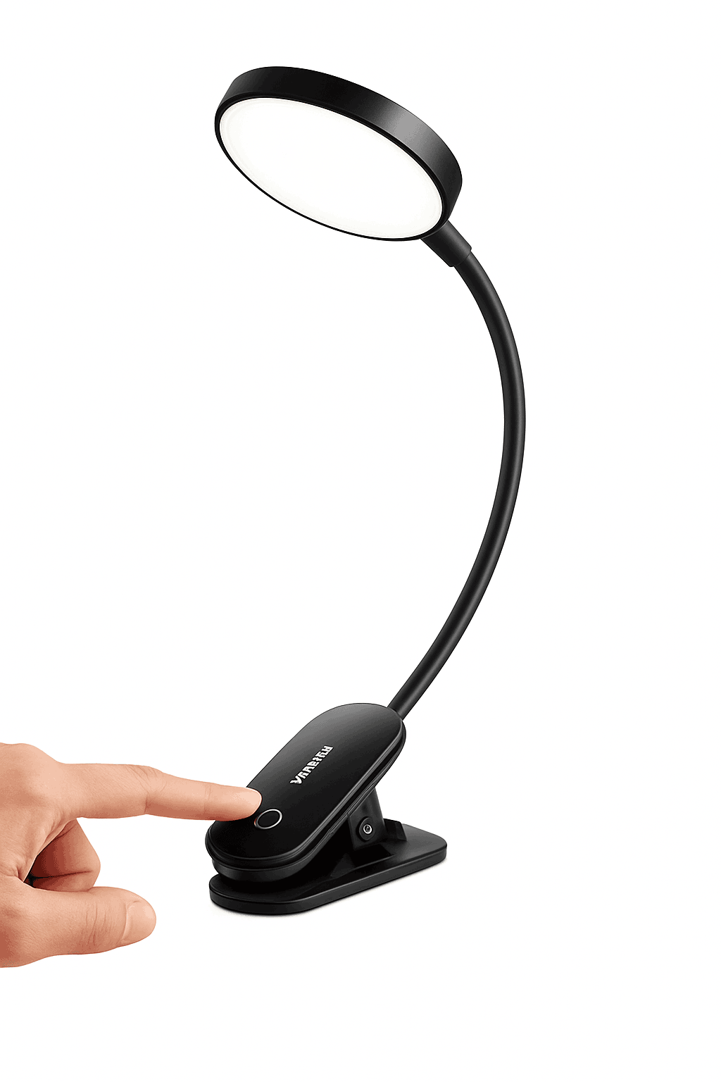 Clip-On LED Desk Lamp with Rechargeable Battery & Touch Dimming-No adapter / black