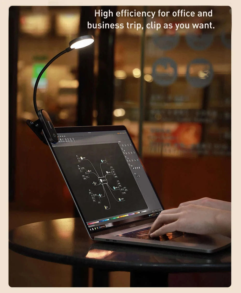 Clip-On LED Desk Lamp with Rechargeable Battery & Touch Dimming-No adapter / black