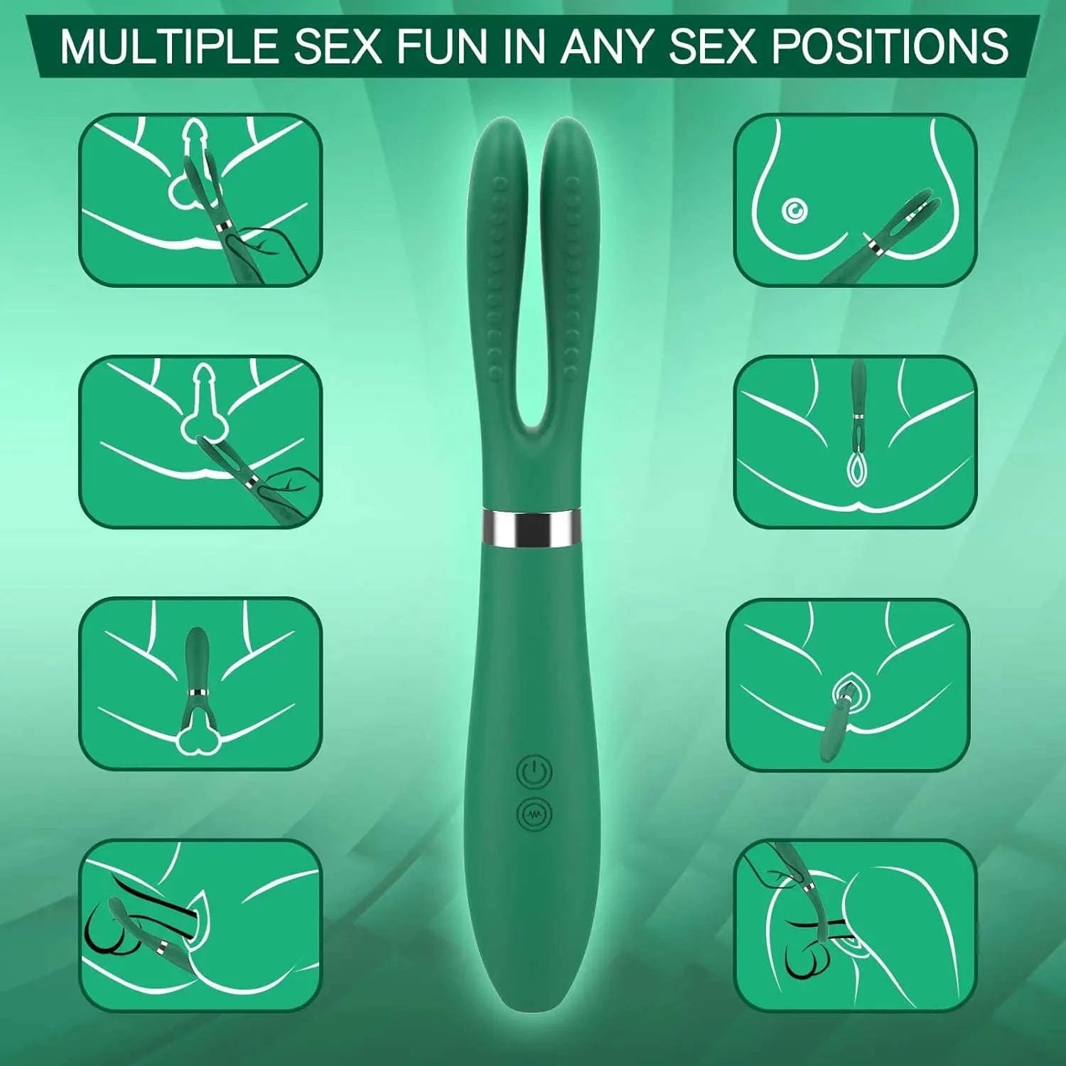 Clitoral Vibrator with Rabbit Ears and 9 Modes-green / United States