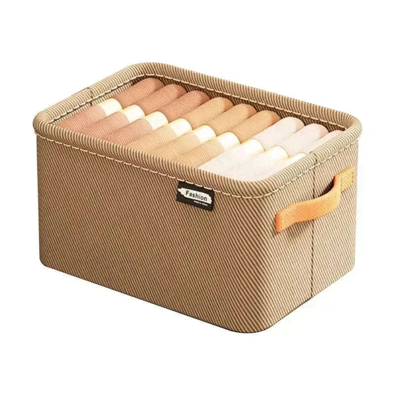 Clothes Storage Organizer Box for Tidy Closets and Drawers-Khaki XL