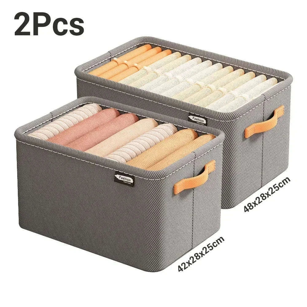 Clothes Storage Organizer Box for Tidy Closets and Drawers-Khaki XL