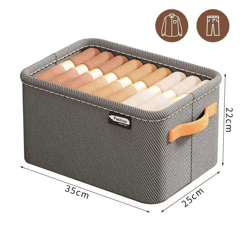 Clothes Storage Organizer Box for Tidy Closets and Drawers-Khaki XL