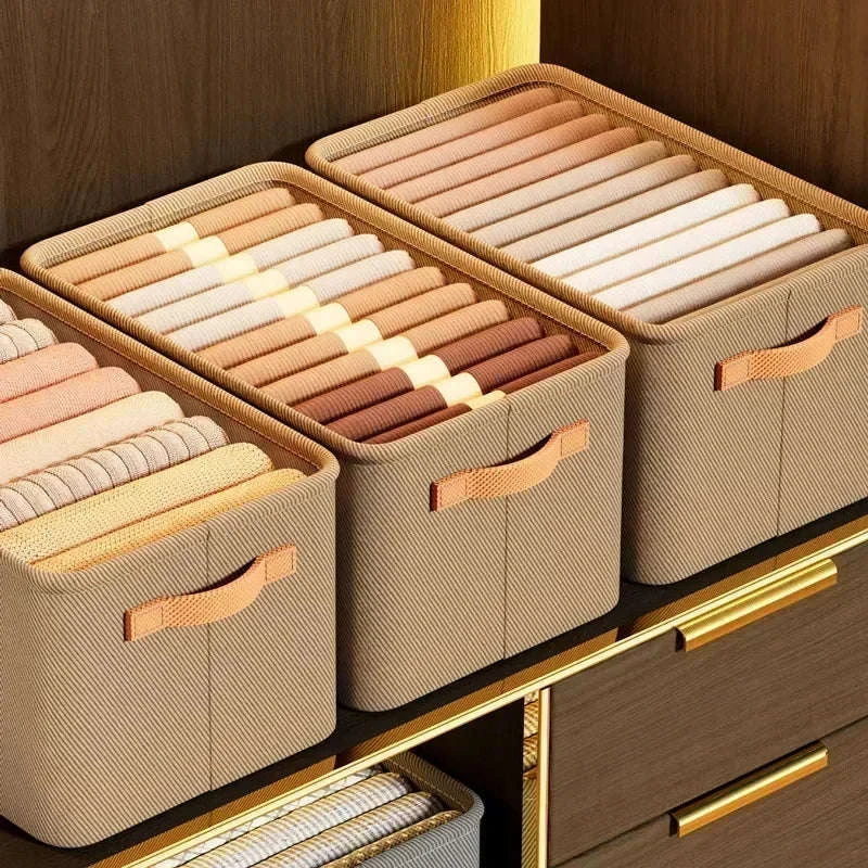 Clothes Storage Organizer Box-Khaki XL