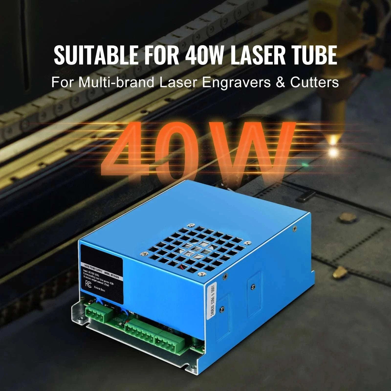 CO2 Laser Power Supply 40W–150W for Engravers & Cutters 110V-100W Black / United States