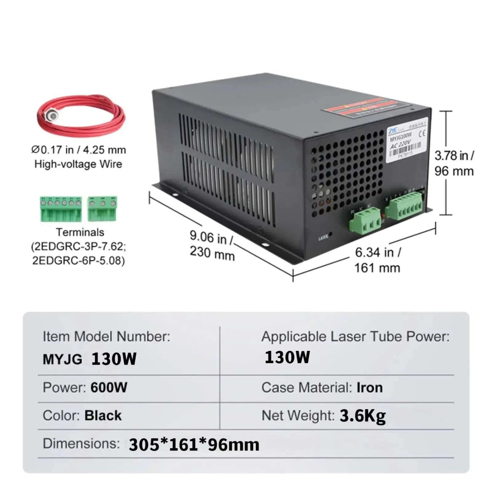 CO2 Laser Tube for Engraving & Cutting Machines 40W–130W-80W  1230mm / CZECH REPUBLIC