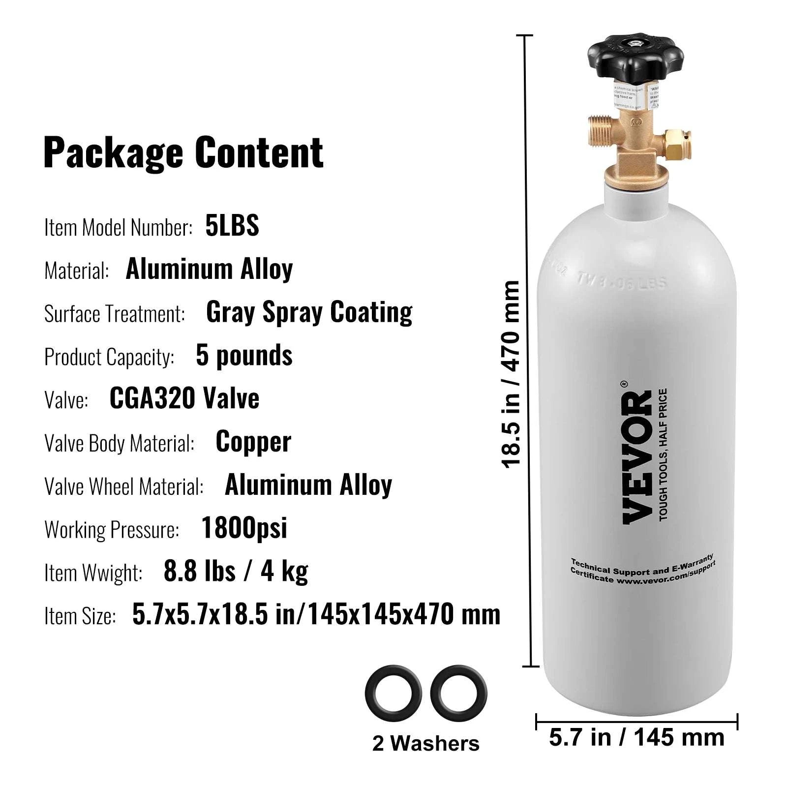 CO2 Regulator & 5lb Tank for Draft Beer with Adjustable Pressure-5 Pounds / United States