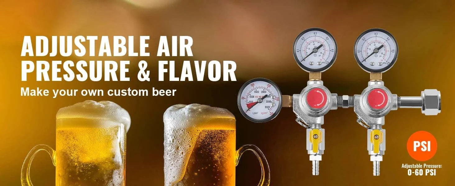 CO2 Regulator with Dual Gauges & Check Valve for Beer Kegs CGA320-United States
