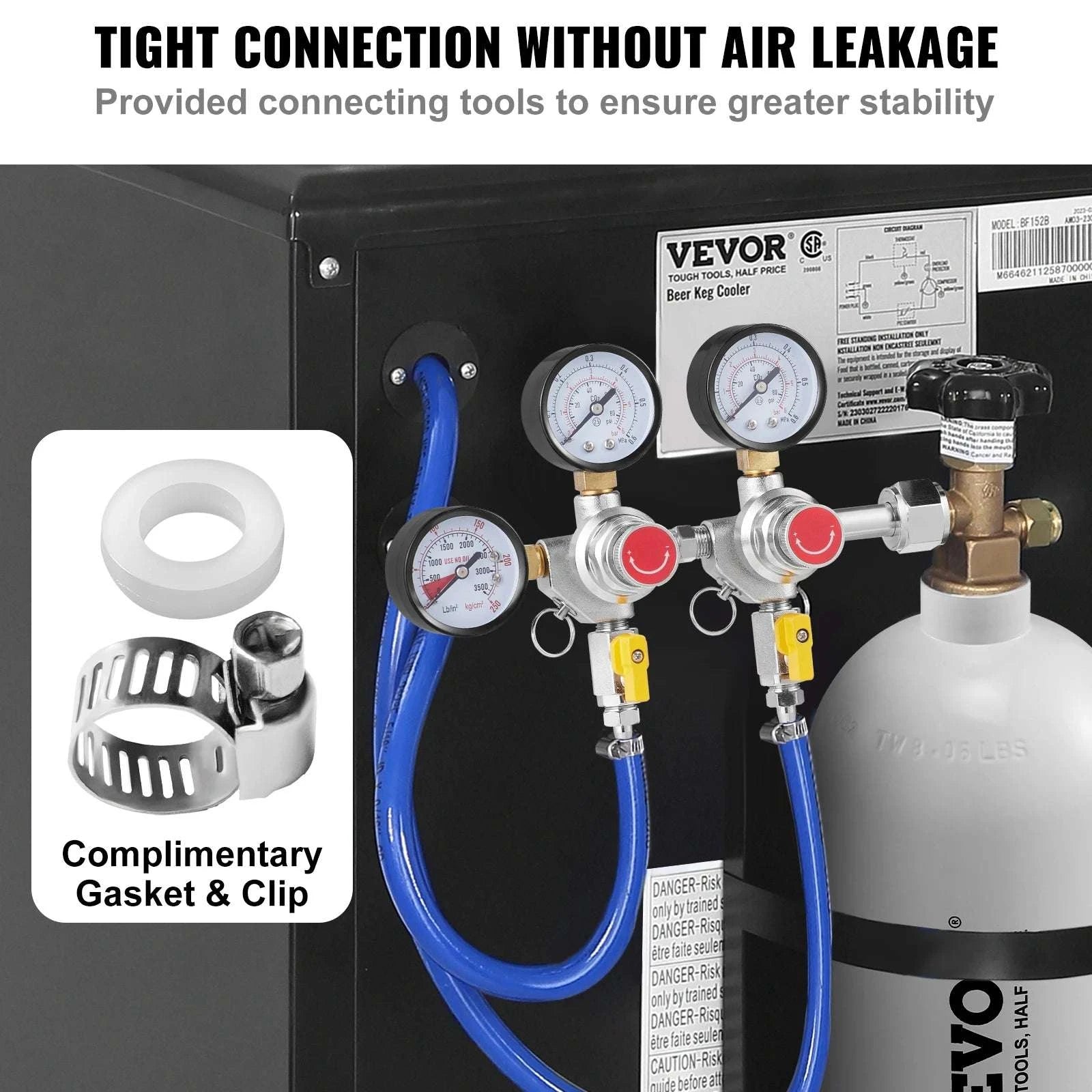 CO2 Regulator with Dual Gauges & Check Valve for Beer Kegs CGA320-United States