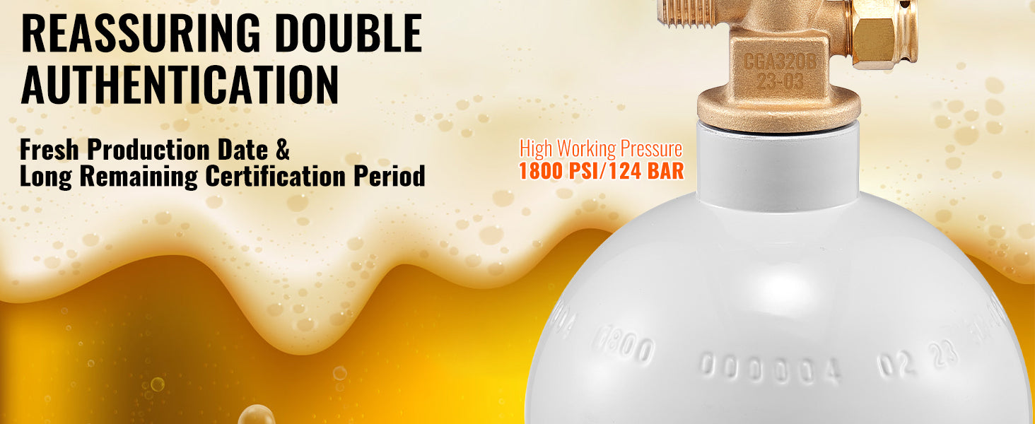 CO2 Regulator & 5lb Tank for Draft Beer with Adjustable Pressure