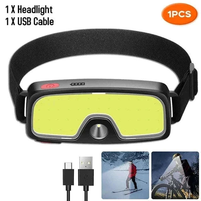 COB LED Headlamp 3 Mode USB Rechargeable-D with Bag