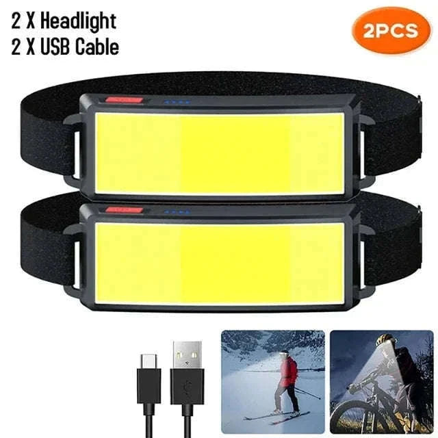 COB LED Headlamp 3 Mode USB Rechargeable-D with Bag