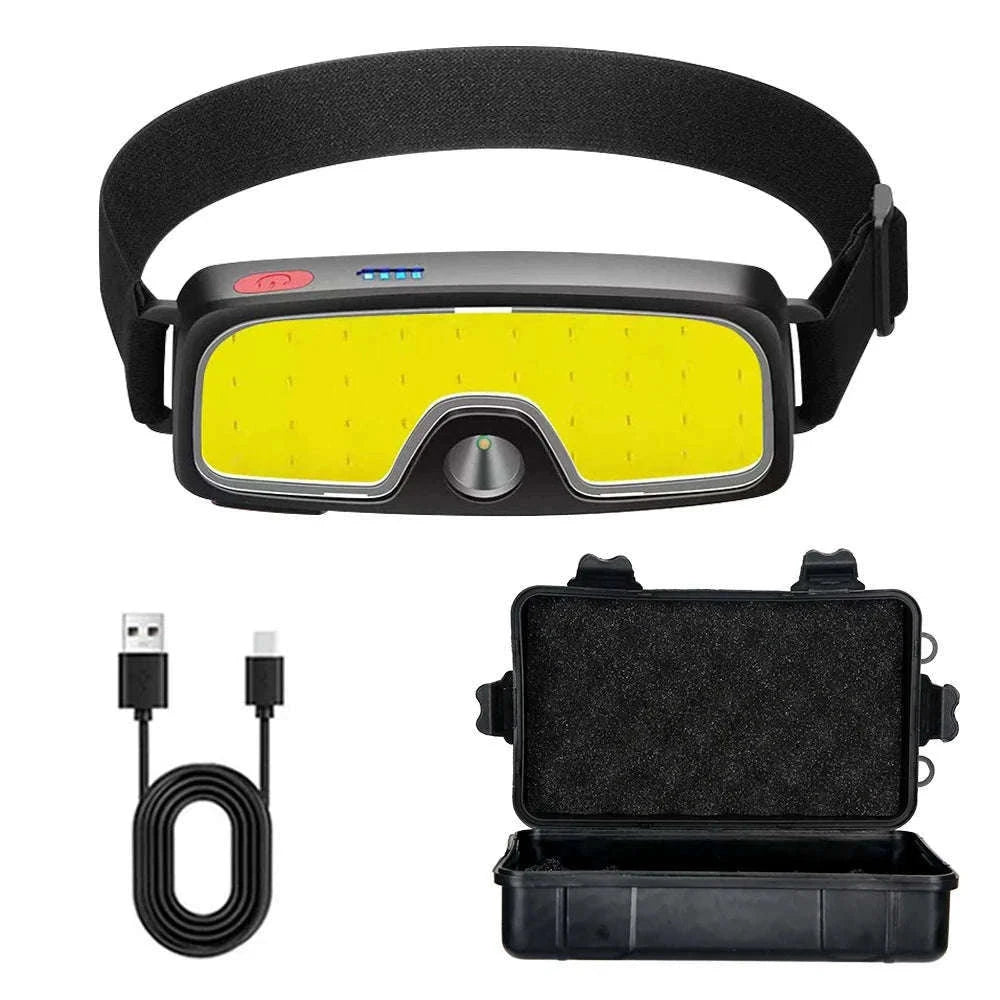 COB LED Headlamp 3 Mode USB Rechargeable-D with Bag