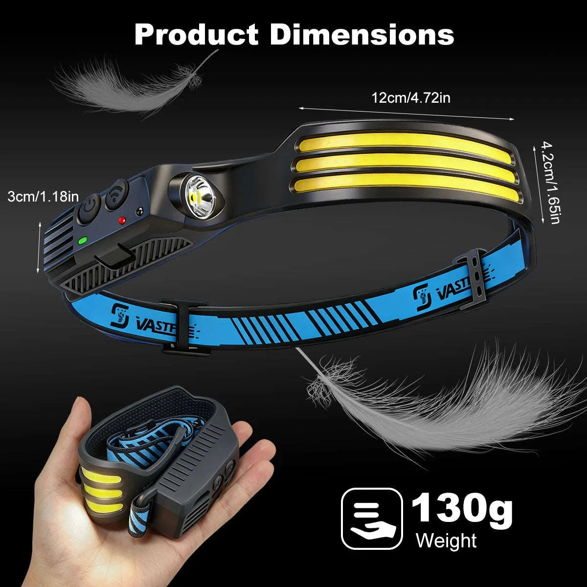 COB LED Headlamp USB Rechargeable 1000mAh Sensor Light-1-White 2PCS / United States