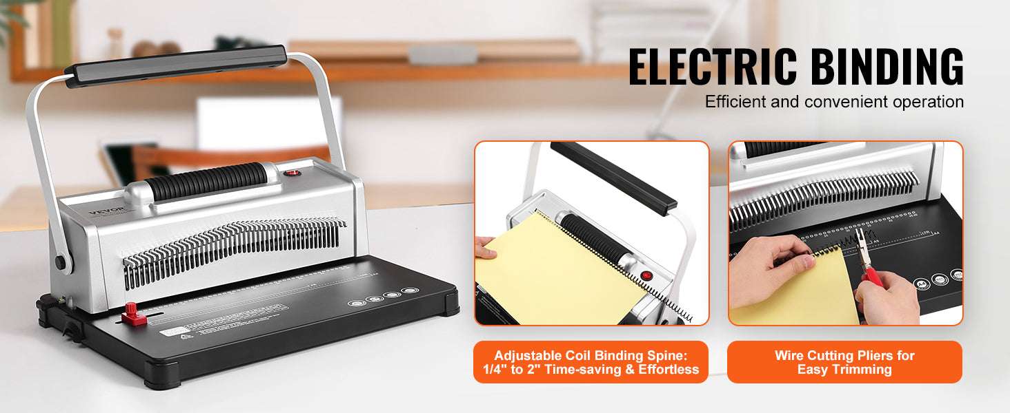Coil Spiral Binding Machine with Adjustable Spine for 500 Sheets-Electric 46inch / United States