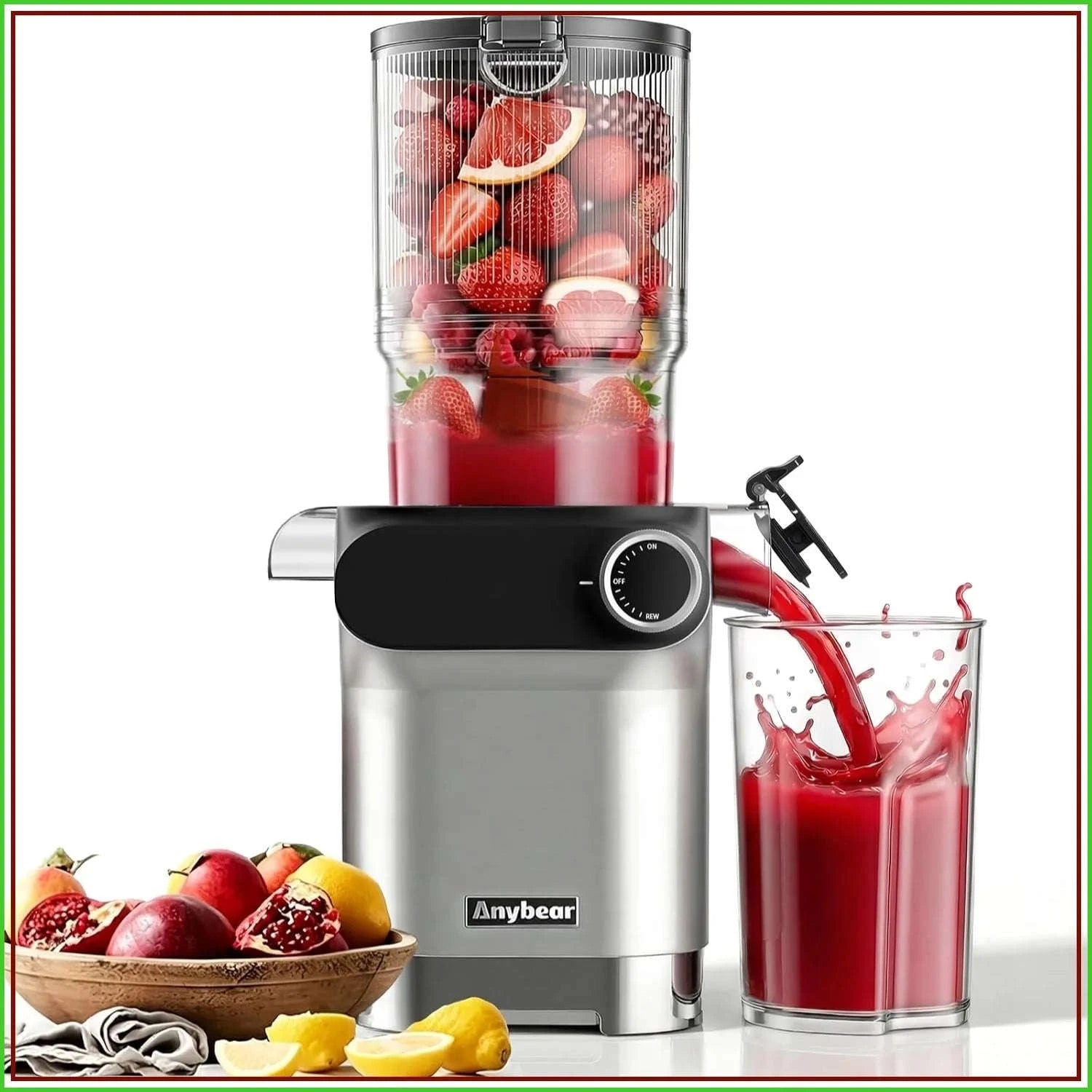 Cold Press Juicer 200W Masticating Slow Juicer with 4.3-Inch Large Feed Chute-United States