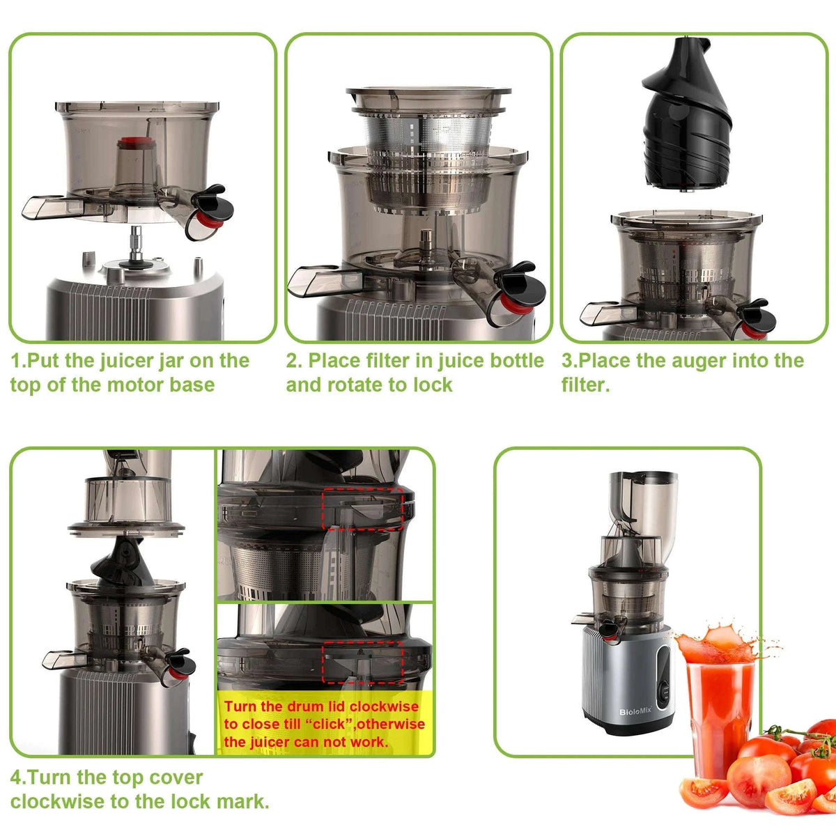 Cold Press Juicer with 75mm Feed Chute and 200W Motor-HH-916I / france / EU