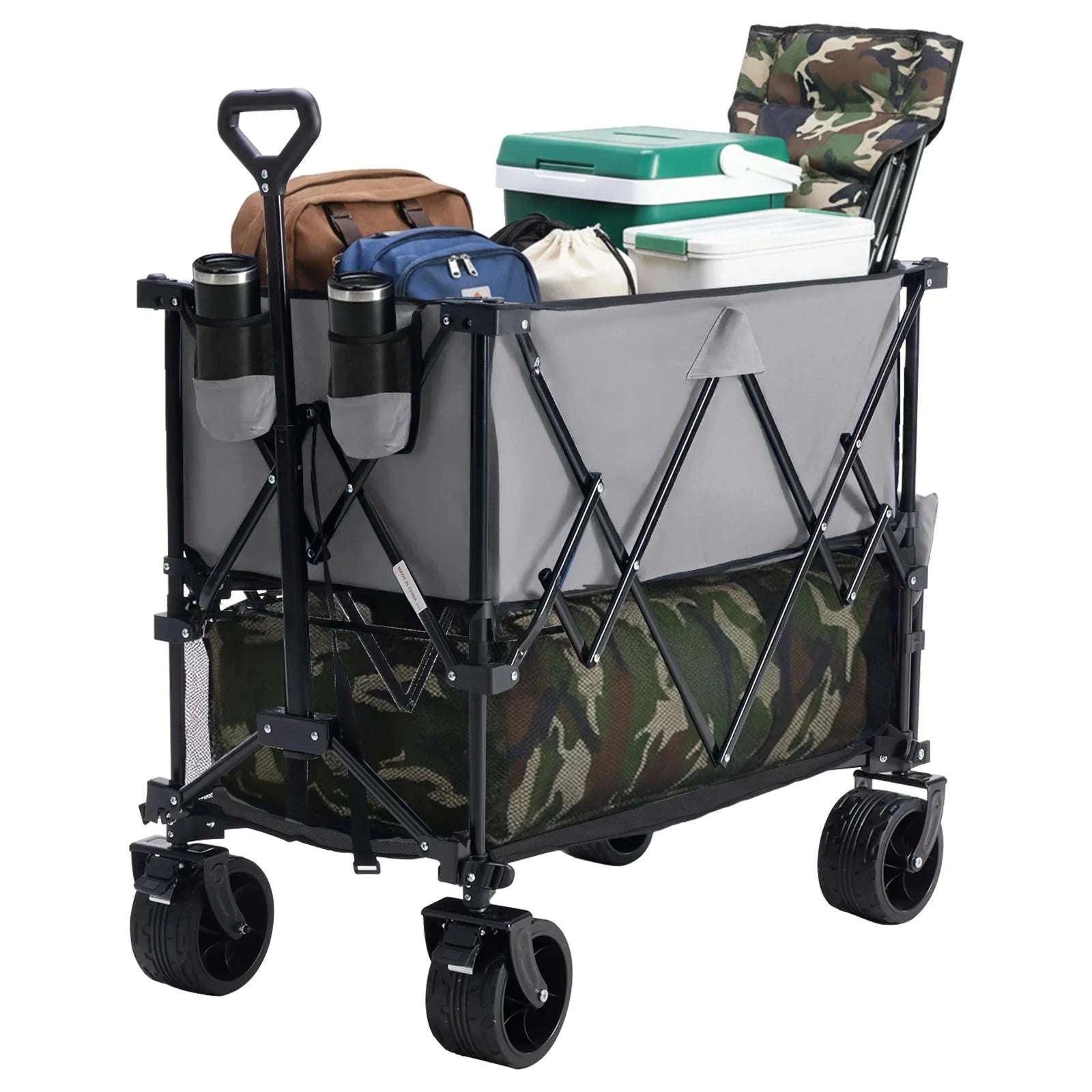 Collapsible Double Decker Wagon Cart 440lbs Large Capacity-black / United States