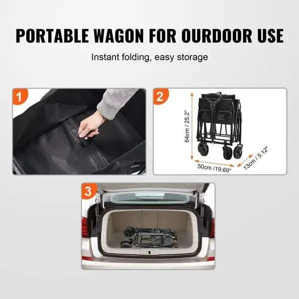 Collapsible Folding Wagon Cart with All-Terrain Wheels 220 lb Capacity-United States