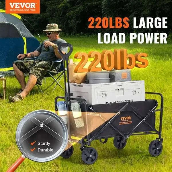 Collapsible Folding Wagon Cart with All-Terrain Wheels 220 lb Capacity-United States