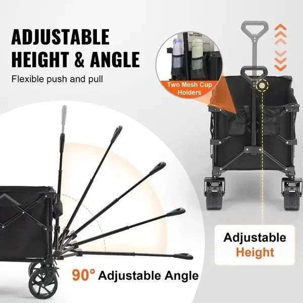 Collapsible Folding Wagon Cart with All-Terrain Wheels, 350 lbs Capacity-United States