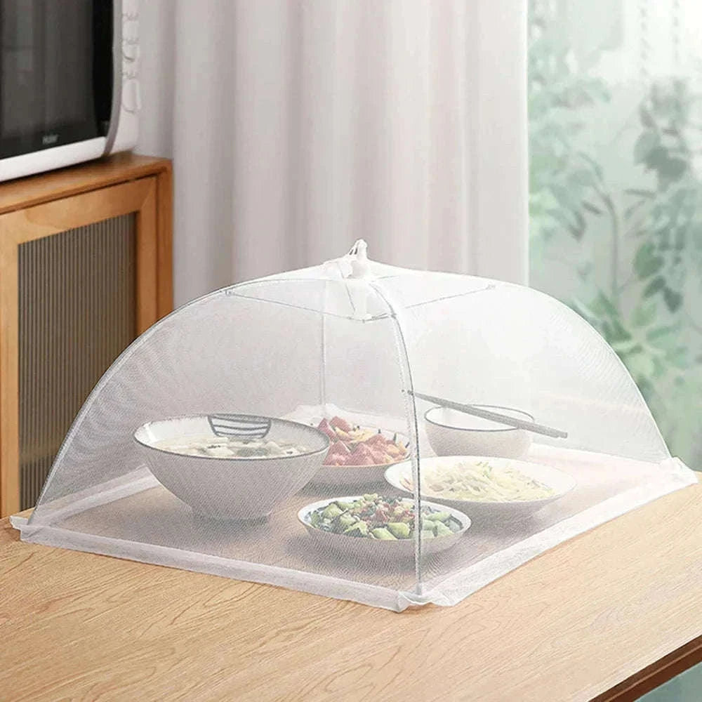 Collapsible Mesh Food Cover | 17-Inch Pop-Up Tent-White / 43x43x22cm