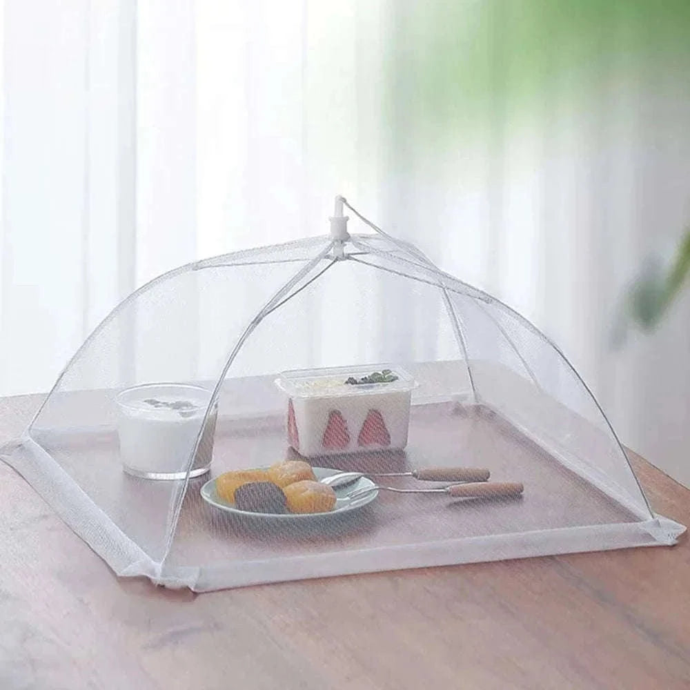 Collapsible Mesh Food Cover | 17-Inch Pop-Up Tent-White / 43x43x22cm