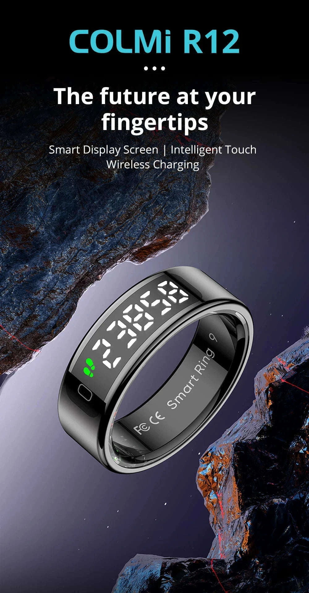 COLMI R12 Smart Ring with Touch Display and Health Tracking-Gold / 10
