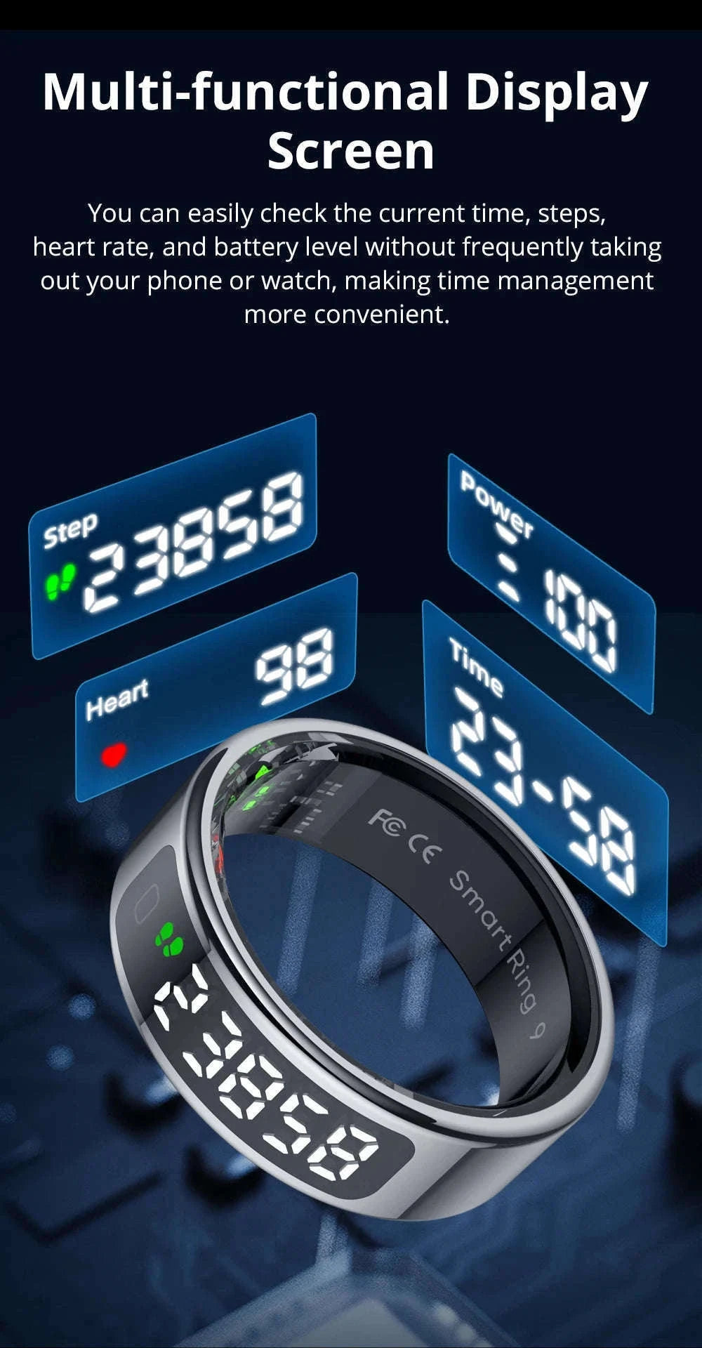 COLMI R12 Smart Ring with Touch Display and Health Tracking-Gold / 10