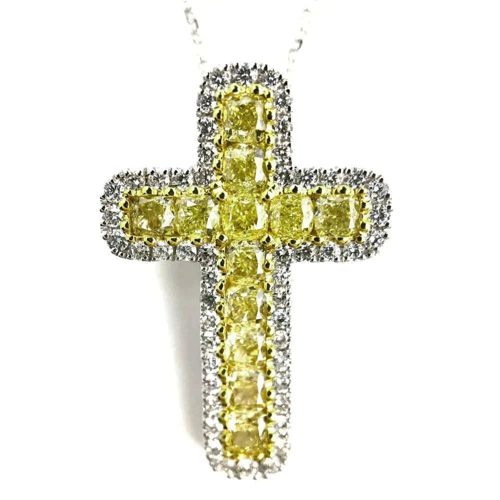 Colorful CZ Cross Pendant Necklace for Women with 45cm Chain-XL104 / 45cm / China Mainland