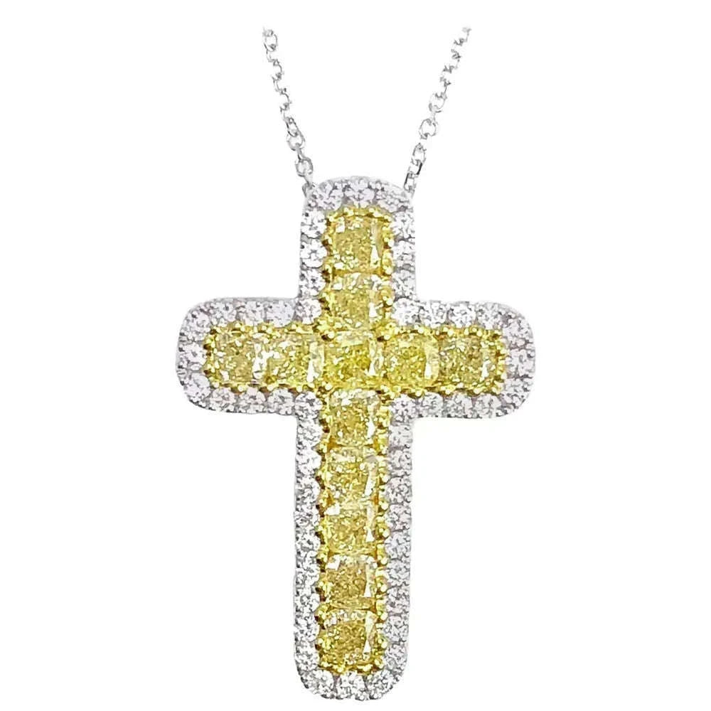 Colorful CZ Cross Pendant Necklace for Women with 45cm Chain-XL104 / 45cm / China Mainland