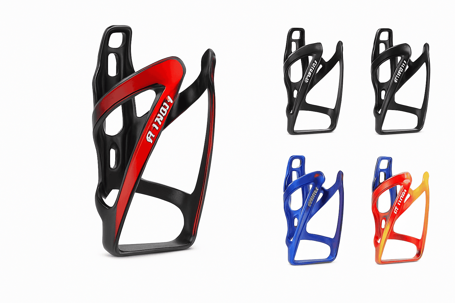 Colorful Gradient Bike Bottle Cage for Secure Ride Hydration-Black