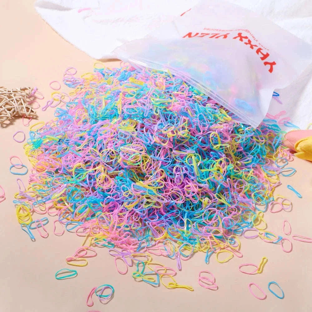 Colorful Mini Hair Ties Bulk Pack for Kids' Everyday Styling-1 / 1000pcs