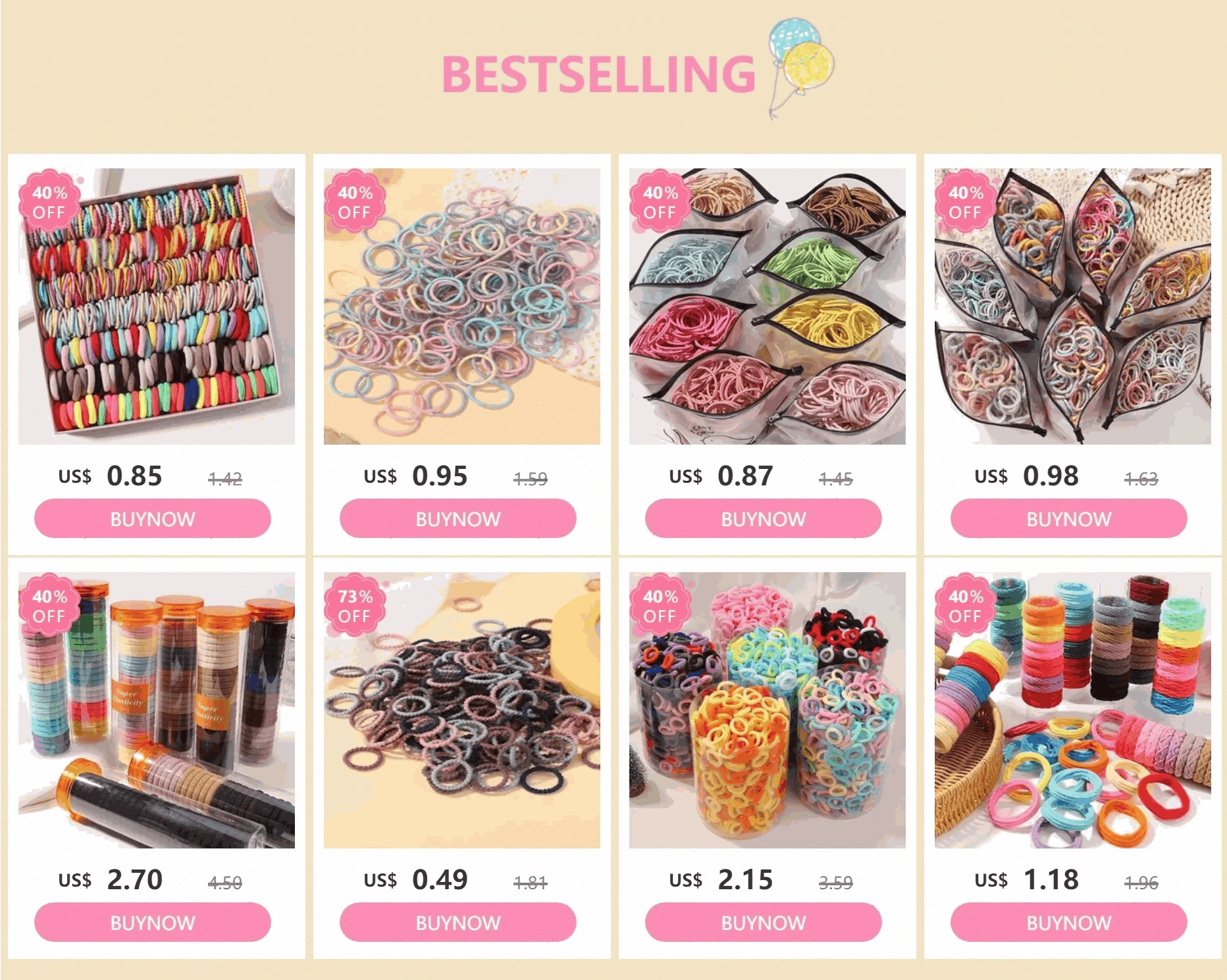 Colorful Mini Hair Ties Bulk Pack for Kids' Everyday Styling-1 / 1000pcs