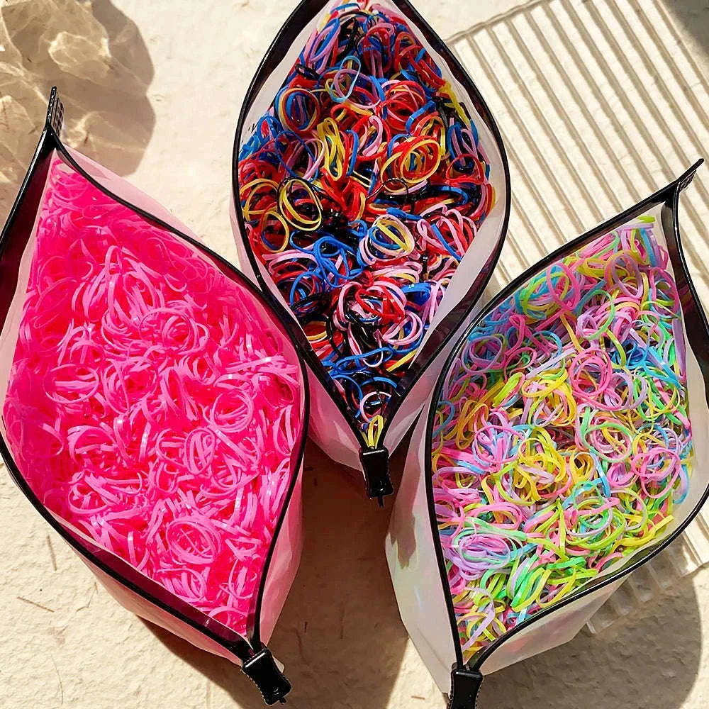 Colorful Mini Hair Ties Bulk Pack for Kids' Everyday Styling-1 / 1000pcs