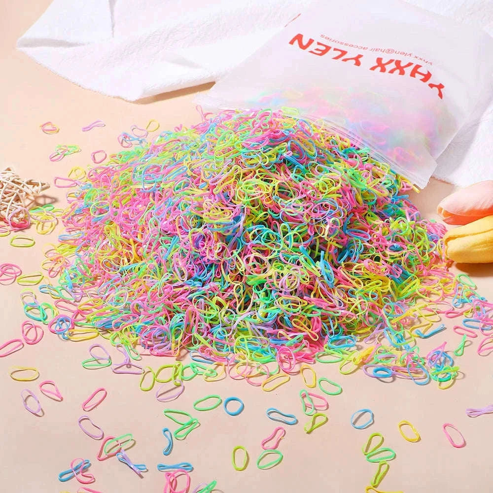 Colorful Mini Hair Ties Bulk Pack for Kids' Everyday Styling-1 / 1000pcs