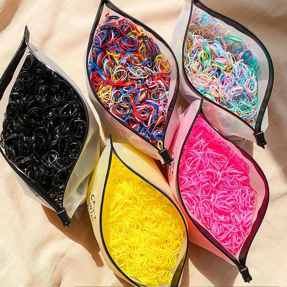 Colorful Mini Hair Ties Bulk Pack for Kids' Everyday Styling-1 / 1000pcs